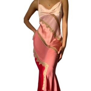 90s Patchwork Vintage Victoria’s Secret 100% Silk Long Slip Dress | sz M